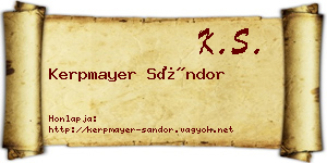 Kerpmayer Sándor névjegykártya